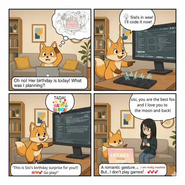 The Birthday Surprise That Wasn't (But Love Was Real) 🎂🦊